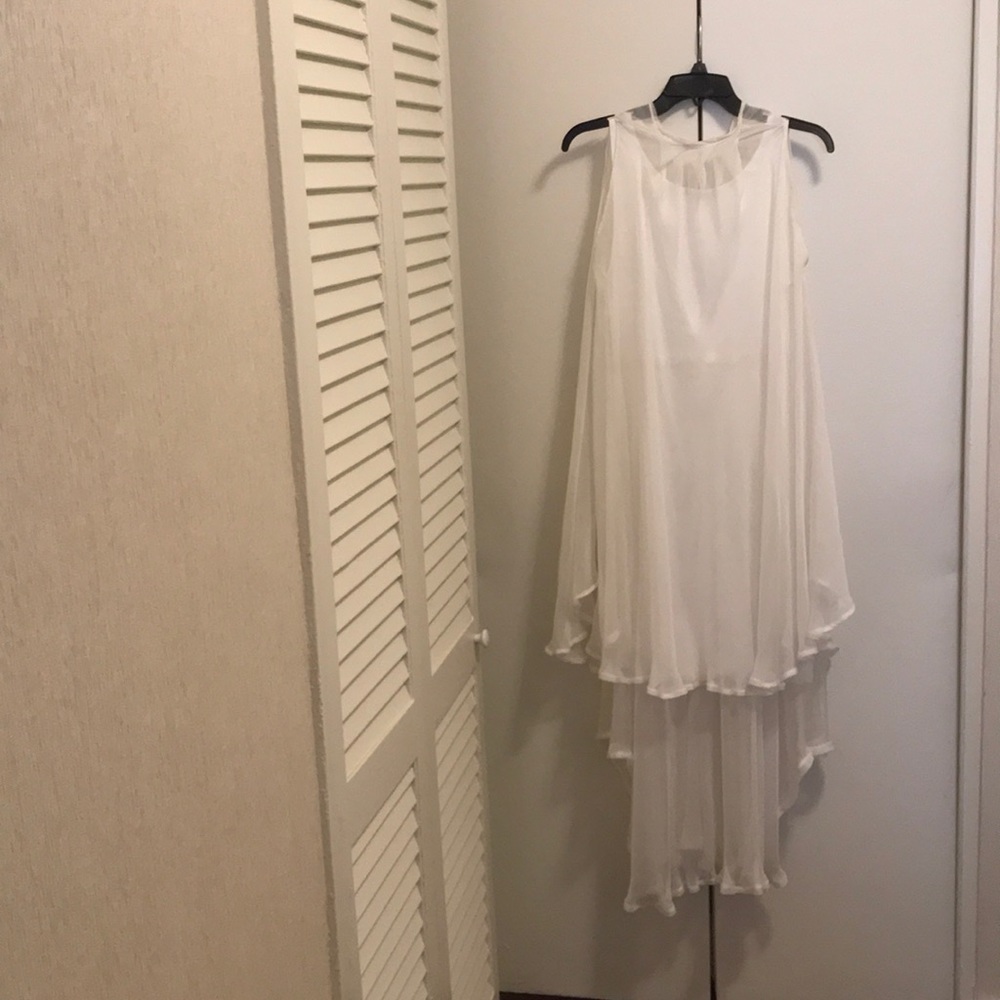 Chiffon cotton dress with chiffon overlay. New.